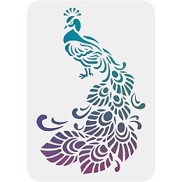 FINGERINSPIRE Peacock Stencil Template A4 Size Rectangle Peacock Painting Stencil Template Reusable DIY Stencil Template for Home Decor (Plastic)