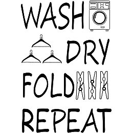 Arricraft Laundry PVC Wall Stickers Wash Dry Fold Vinyl Wall Decal Washing Machine Pattern Wall Mural Removeable DIY Wall Decor for Home Laundry Wall Decoration, Black 23.2x15.74in