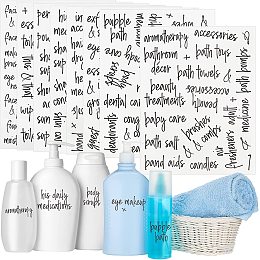 NBEADS 189 Pcs Bathroom Organization Labels, Waterproof Bottle Label Stickers Preprinted Labels Set Self Adhesive Home Organizing Stickers for Laundry Room, Linen Closet, Bathroom