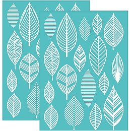 OLYCRAFT 2pcs Self-Adhesive Silk Screen Stencils Leaf Pattern Silk Screen Printing Stencil Abstract Leaf Reusable Mesh Stencils Transfer for Painting on Wood T-Shirts Bags - 7.7x5.5inch