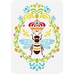 FINGERINSPIRE Bee Crown Stencil for Painting 8.3x11.7inch Large Bees Crown Pattern Drawing Template Reusable Oval Vintage Photo Frame Painting Stencil Animal Theme Template for Wall Furniture Decor