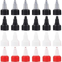 BENECREAT 48 Pack Twist Bottle Cap 20/410 Dispensing Bottle Cap 4 Styles PP Plastic Squeeze Replacement Caps for Squeeze Bottle Glue Bottles Dispensing Bottles