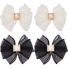 FINGERINSPIRE 2 Pair Tulle Bowknot Shoe Clip Black White Bowknot Shoe Buckle with Baroque Gemstone Detachable Shoe Decorations Wedding Bridal Shoes High Heel Bag Sash Decoration Charms for Women Girls