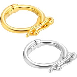 PandaHall Elite 925 Sterling Silver Necklace Enhancer Clasp, 2pcs 6mm Jewelry Clasp Chain Shortener Clasp Bracelet Extension Clasp Click Clasp for Bracelet Anklet Jewelry Keychain, Golden/Platinum