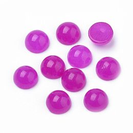 Honeyhandy Natural White Jade Cabochons, Dyed, Half Round/Dome, Magenta, 6x3~4mm