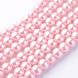 Baking Painted Pearlized Glass Pearl Round Bead Strands, Pink, 10~11mm, Hole: 1.5mm; about 85pcs/strand, 31.4 inches1.5mm