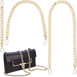 PandaHall Elite Golden Bag Chain, 3 Styles 7.8/15.7/23.6" Short Bag Chain Handle Iron Flat Chain Purse Strap Extender Replacement with Swivel Clasp for Handbag Shoulder Bag Underarm Satchel Tote Bucket