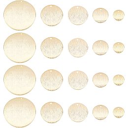 SUPERFINDINGS 20Pcs 5 Size Brass Pendants Charms Real 24K Gold Plated Blank Charms Flat Round Blank Stamping Tag Pendants for Bracelet Necklace Jewelry DIY Craft Making，Hole:1.2-1.6mm