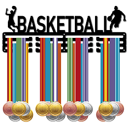 CREATCABIN Basketball Medal Hanger Display Medal Holder Sport Rack Award Metal Lanyard Holder Sturdy Wall Mounted Swimmer Runner Athletes Players Gymnastics Gift Over 60 Medals Olympic 15.7 x 5.9 Inch