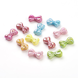 Honeyhandy Opaque Acrylic Beads, AB Color Bowknot, Mixed Color, 18x10x6mm, Hole: 2mm, about 720pcs/500g