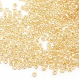 Honeyhandy Glass Seed Beads, Ceylon, Round, Champagne Yellow, 2mm, Hole: 1mm, about 30000pcs/pound