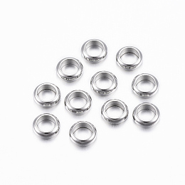 Honeyhandy 304 Stainless Steel Spacer Beads, Ring, Stainless Steel Color, 6x2mm, Hole: 4mm