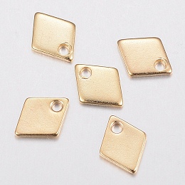 Honeyhandy 304 Stainless Steel Charms, Rhombus, Golden, 9x7x1mm, Hole: 1.2mm