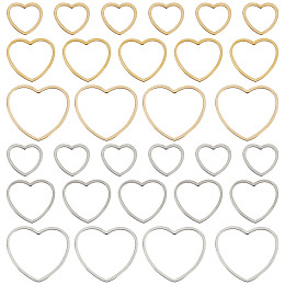 SUNNYCLUE 1 Box 60Pcs 3 Size Heart Connector Charms 304 Stainless Steel Love Charm Open Bezels Frame Romantic Link Charm for Jewelry Making Charms DIY Earrings Craft Mother's Day Valentines Day Gift