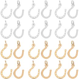 UNICRAFTALE 16pcs Hypoallergenic Horseshoe Charm Stainless Steel Pendants with 5mm Ring Smooth Metal Pendant for Jewelry Findings Making 13mm Golden & Stainless Steel Color