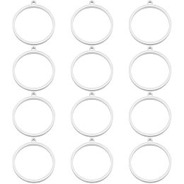 UNICRAFTALE 12Pcs 304 Stainless Steel Open Back Bezel Pendants Ring Circle Shape Charms Manual Polishing Hollow Frame Pendants for DIY Resin Pressed Flower Crafts Jewelry Making