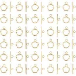 UNICRAFTALE 30 Sets Stainless Steel Toggle Clasps Round IQ Toggle Clasps T-bar Closure Clasps Golden Neckalce Toggle Clasps Jewelry Connectors End Clasps for DIY Necklace Bracelet Jewelry Making