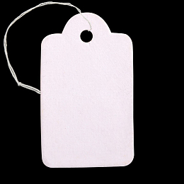 ARRICRAFT 500Pcs/Bag Rectangle Blank Jewelry Display Paper Price Tags with Cotton Cord Size 26x16x0.2mm White