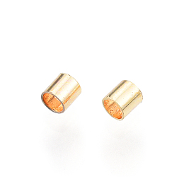 Honeyhandy Brass Crimp Beads, Nickel Free, Tube, Real 18K Gold Plated, 2x2mm, Hole: 1.5mm, about 625pcs/10g