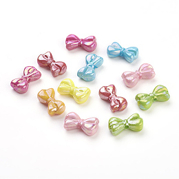 Honeyhandy Mixed Opaque Acrylic Bowknot Beads, AB Color, 18x10x6mm, Hole: 2mm