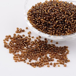 Honeyhandy 12/0 Glass Seed Beads, Silver Lined Round Hole, Round, Brown, 2mm, Hole: 1mm, about 3306pcs/50g