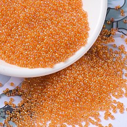 Honeyhandy MIYUKI Round Rocailles Beads, Japanese Seed Beads, 11/0, (RR253) Transparent Orange AB, 2x1.3mm, Hole: 0.8mm, about 1111pcs/10g