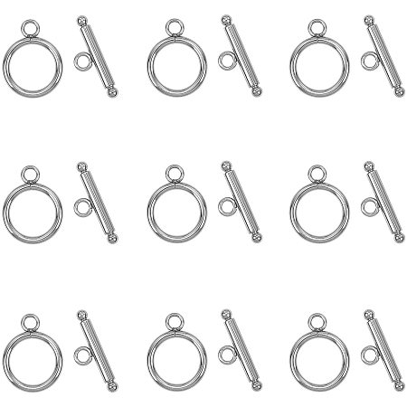 Unicraftale 304 Stainless Steel Toggle Clasps, Stainless Steel Color, Toggle: 21x16mm, Hole: 3mm, Bar: 23x3mm, Hole: 3mm, 50sets/box