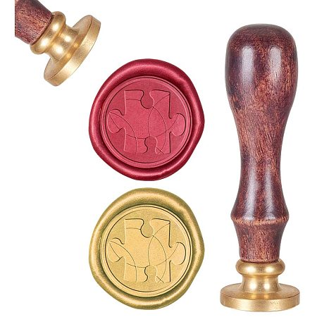 CRASPIRE Wax Seal Stamp, Sealing Wax Stamps Puzzle Retro Wood Stamp Wax Seal 25mm Removable Brass Seal Wood Handle for Envelopes Invitations Wedding Embellishment Bottle Decoration