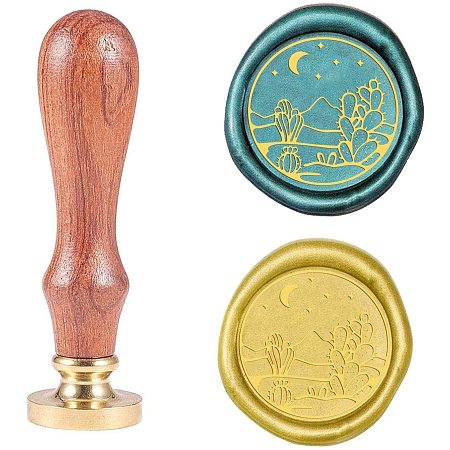 PandaHall Elite Cactus Sealing Wax Stamps, Retro Plant Stamp Wax Seal 25mm Removable Brass Heads for Wedding Party Invitations, Wine Packages, Gift Wrapping