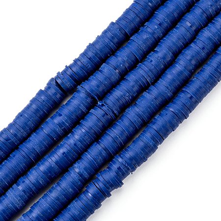 Honeyhandy Handmade Polymer Clay Beads Strands, for DIY Jewelry Crafts Supplies, Heishi Beads, Disc/Flat Round, Blue, 6x0.5~1mm, Hole: 1.8mm, about 290~320pcs/strand, 15.75 inch~16.14 inch(40~41cm)