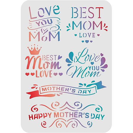 FINGERINSPIRE Happy Mother's Day Stencils 11.6x8.3inch Mother's Day Decoration Stencils Love You Mom/Best Mom Drawing Stencil for Painting on Wood, Floor, Wall, Fabric