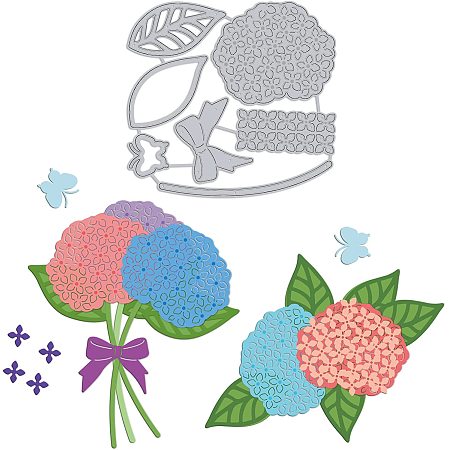 GLOBLELAND Hydrangea Cutting Dies Bowknot Leaves Die Cuts for DIY Scrapbooking Festival Greeting Cards Making Paper Cutting Album Envelope Decoration
