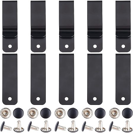 SUPERFINDINGS 15 Sets Leather Belt Clip Holster Clips Metal Belt Clips  Rectangle Spring Clasp Hook Holster Sheath Clip Clasp for Pouches Belt Bag