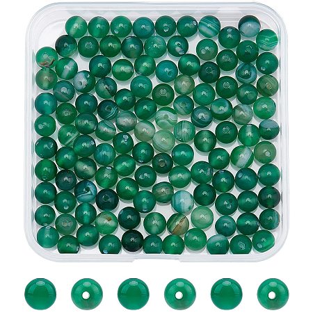 AHANDMAKER 120 Pcs Natural Agate Stone Beads, 6mm Sea Green Stone Beads Round Loose Beads Gemstone Beads for DIY Jewelry Bracelets Making