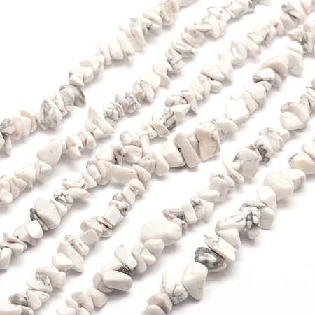 Honeyhandy Synthetic White Howlite Chip Bead Strands, Dyed, 5~8x5~8mm, Hole: 1mm, about 31.5 inch