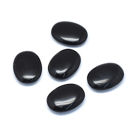 Honeyhandy Natural Obsidian Beads, No Hole, Oval, 44~45x33~34x9~12mm
