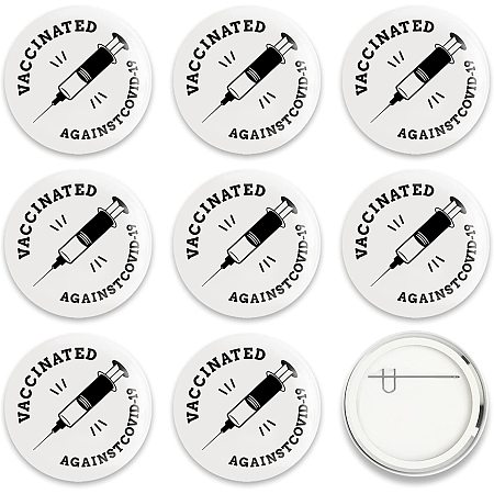 GLOBLELAND 9 Pcs Cartoon Vaccine Button Pins I Got Vaccinated White for Men's/Women's Brooches or Doctors, Nurses, Hospitals, 2-1/4 Inch