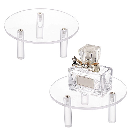 FINGERINSPIRE Round Transparent Acrylic Minifigure Display Stands, Model Display Riser for Toys Figures Makeup, Clear, Finish Product: 12x5cm, about 8pcs/set