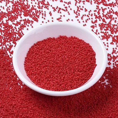 MIYUKI Delica Beads, Cylinder, Japanese Seed Beads, 11/0, (DB0753) Matte Opaque Red, 1.3x1.6mm, Hole: 0.8mm, about 2000pcs/bottle, 10g/bottle