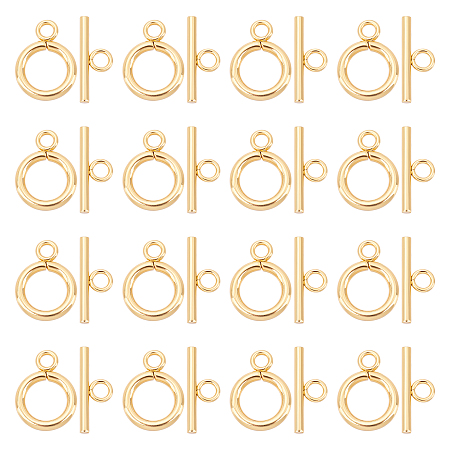 UNICRAFTALE 20 Sets Golden Toggle Clasps 304 Stainless Steel Ring Toggle Connectors IQ Toggle Clasps & Tbar Clasps for DIY Necklace Bracelet Jewelry Making