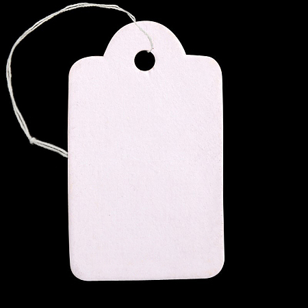 ARRICRAFT 500Pcs/Bag Rectangle Blank Jewelry Display Paper Price Tags with Cotton Cord Size 26x16x0.2mm White