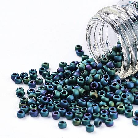 TOHO Round Seed Beads, Japanese Seed Beads, (706) Matte Color Iris Teal, 11/0, 2.2mm, Hole: 0.8mm, about 1110pcs/bottle, 10g/bottle