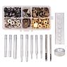 PandaHall Elite 40 Sets 4 Colors 15mm Snap Fasteners Kit, Metal Snaps Button Press Studs with 12 pcs Fixing Tools for Clothing Leather Jacket