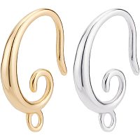 BENECREAT 40 Pcs 2 Colors 18K Gold Plated Golden Brass Earring Hooks Silver Ear Wire with Loops for Earring Dangle Jewelry Findings
