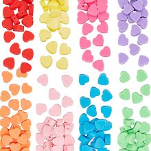 PandaHall Elite 8 Colors Heart Clay Beads, 240pcs Heishi Beads Love Heart Spacer Beads Loose Beads 9mm for Handmade Jewelry Bracelet Necklace Making, Valentine Wedding, Hole 1.2mm