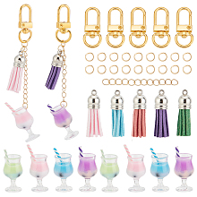 ARRICRAFT DIY Drinking Cup Keychain Making Kit, Including Alloy Swivel Clasps, Faux Suede Tassel Pendant Decorations, Plastic Goblet Pendants, Mixed Color, 60Pcs/set