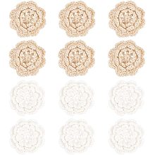 BENECREAT 16PCS 2 Color Crochet Lace Appliques, Handmade Crochet Lace Appliques for DIY Sewing Crafts, Flowers, Handmade Polyester Knitted Jewelry Accessories