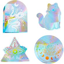 GORGECRAFT 4 Styles Snake Window Decal Cat Window Clings Sun Catcher Evil Eye Diamond Static Window Stickers Film Transparent Glass Rainbow Decals to Save Birds from Window Collisions