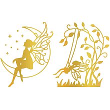 GLOBLELAND 2Pcs Fairy Hot Foil Plate Elves for DIY Foil Paper Embossing Scrapbooking Decor Greeting Cards Making Wedding Birthday Invitation,Matte Platinum