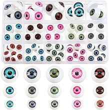 PandaHall Elite 80PCS Realistic Eyeballs, 15 Styles Half Round Acrylic Eyes Hollow Eyeballs Horror Props Costume for Halloween Party Decor Art Sculptures Props Puppets Jewelry Making, 12~20mm